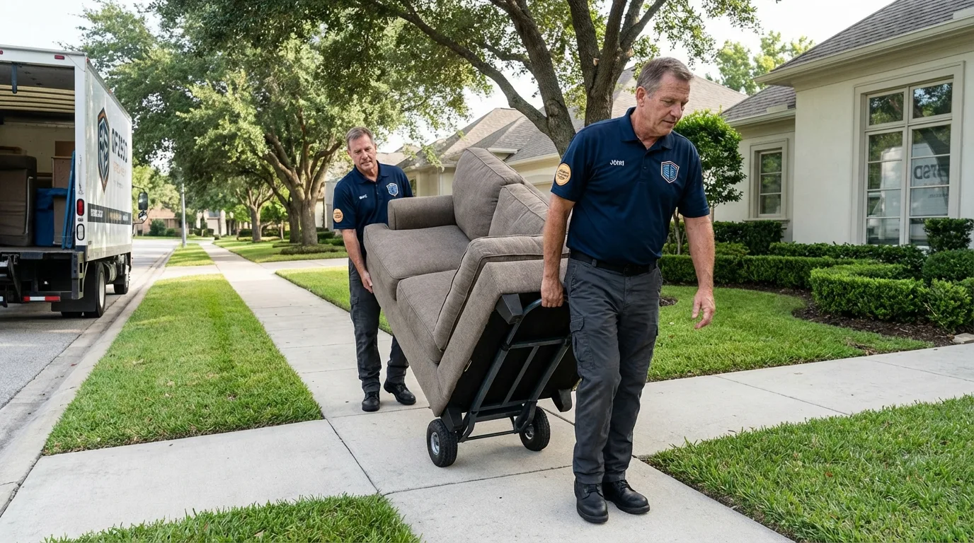 Local residential moving crew loading furniture in Ross, CA